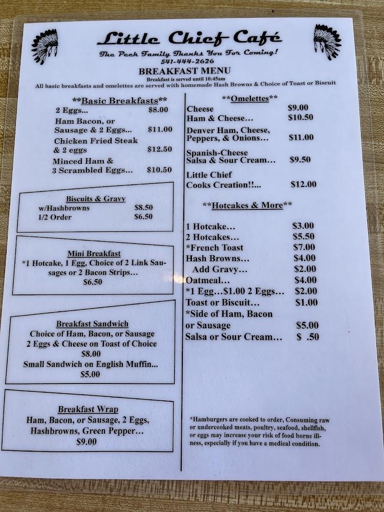 Little Chief Restaurant Ham Bacon, Or Sausage & 2 Eggs